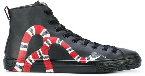 gucci leather high top with snake black